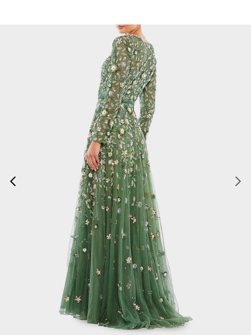 Mac Duggal Olive Green Embellished Long Sleeve Maxi Dress - Picture 2 of 4